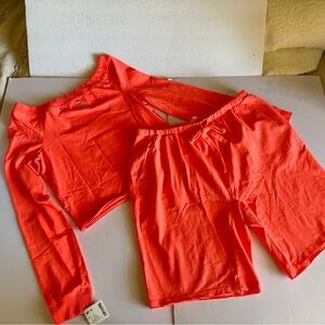 Free People FP Movement NWT Hot Shot Easy SET Neon Coral L Top Shorts